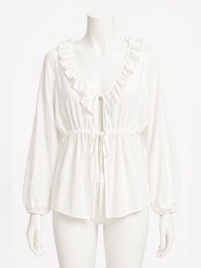 Elegant White Ruffled Blouse